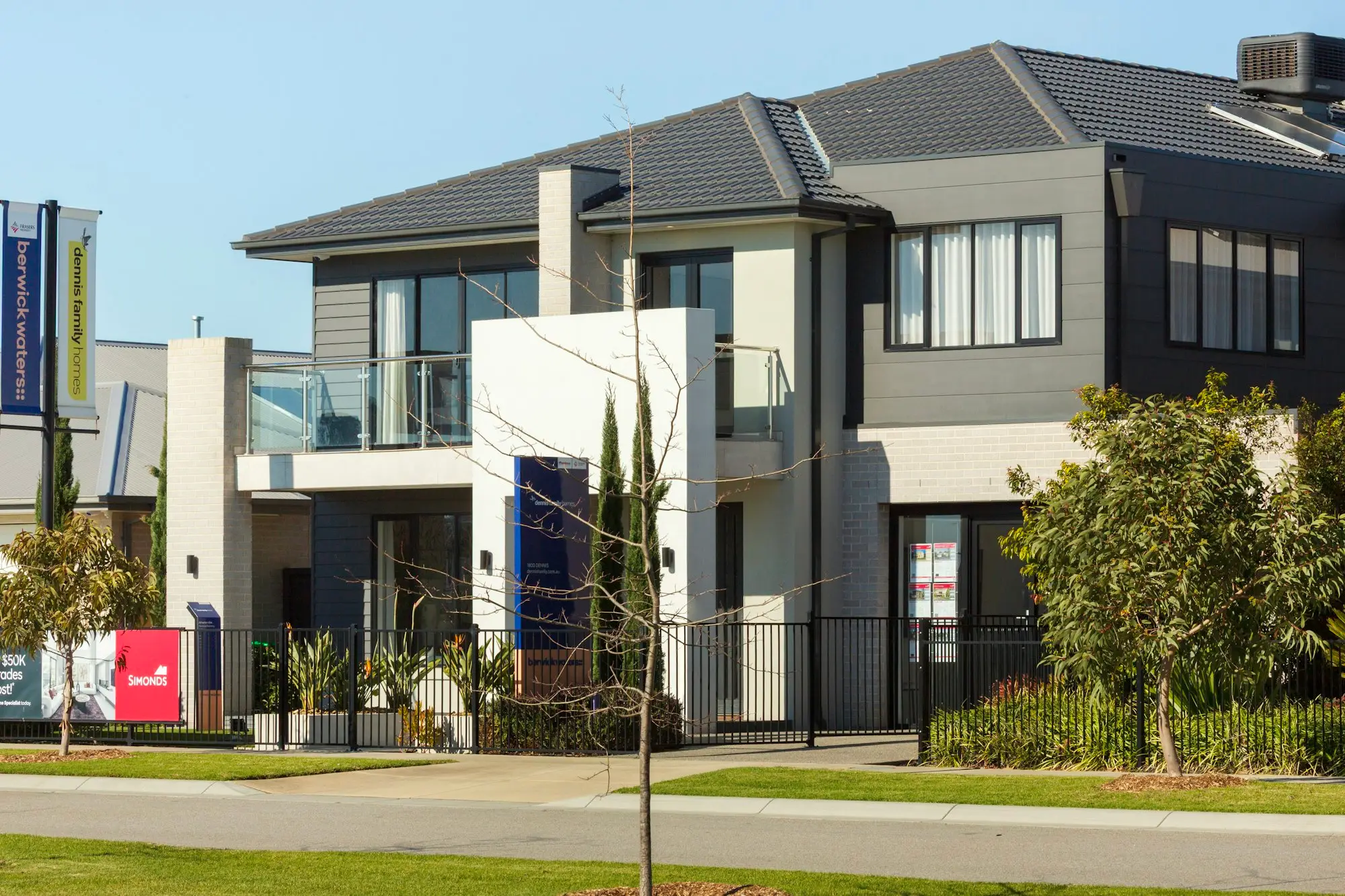 Modern grey and white two-storey family home in Clyde North, Melbourne's south-east